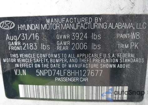 2017 Hyundai Elantra Se из США, поврежденный, VIN 5NPD74LF8HH127677